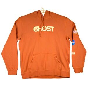 GHOST American Flag‎ NASA Orange Hoodie Sweatshirt Mens 2XL Pullover